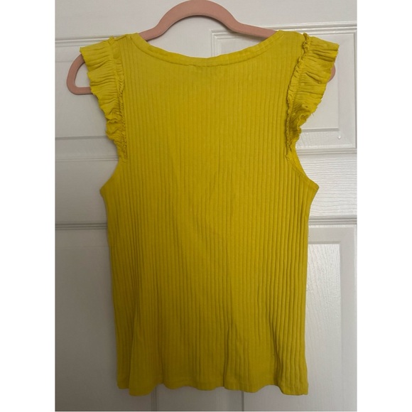 Zara Yellow Ruffle Sleeve Ribbed Top - Picture 3 of 6